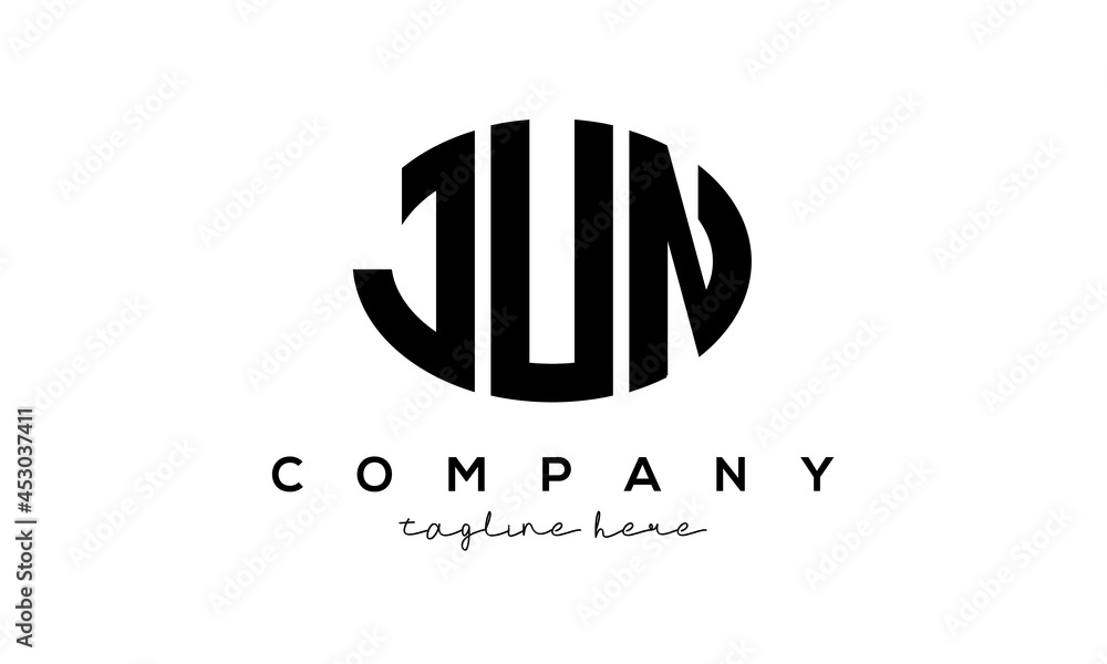 JUN three Letters creative circle logo design JUN three Letters creative circle logo design