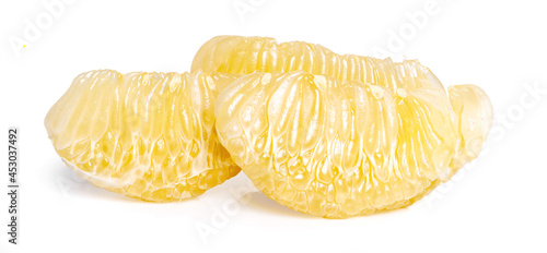 pieces of pomelo isolated on white background