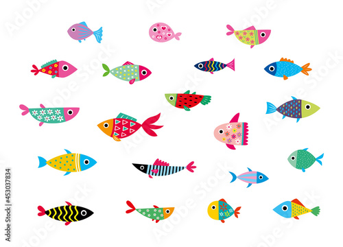 cute fish graphic vector set