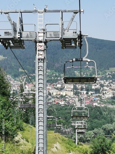 Ski lift in Gura Humorului Bucovina Romania photo