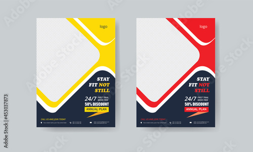 A4 Fitness flyer template with different color fitness flyer template