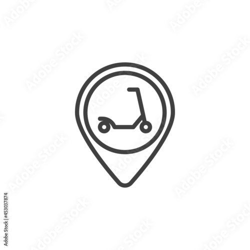 Scooter map pin line icon