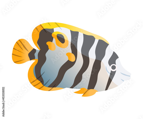 Tropical Fish as Marine Creature Floating in the Ocean Vector Illustration