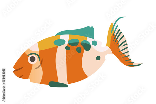 Tropical Fish as Marine Creature Floating in the Ocean Vector Illustration
