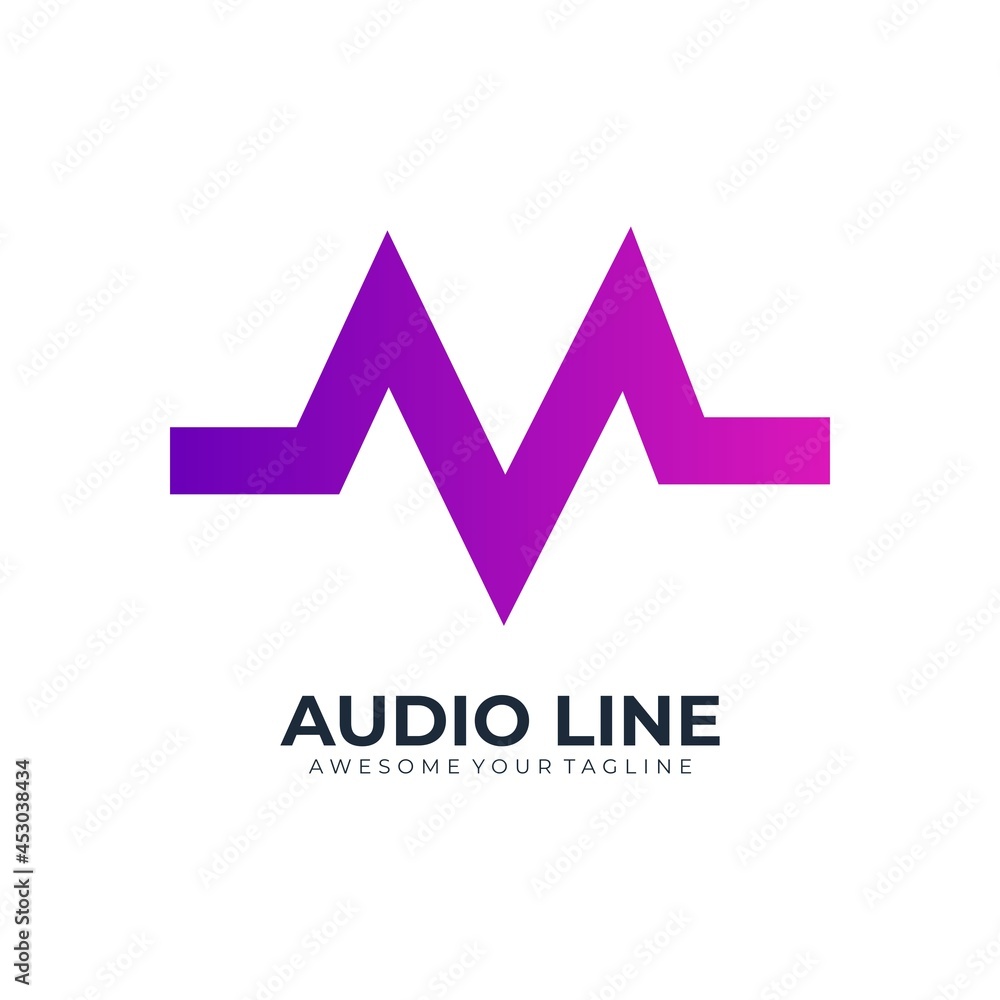 Letter M audio gradient color modern