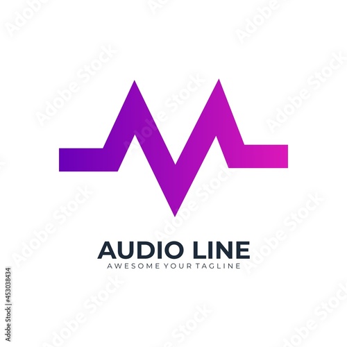 Letter M audio gradient color modern