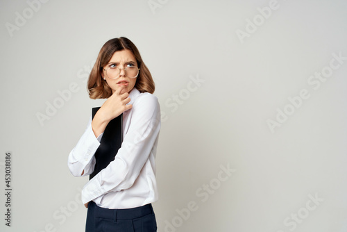 Business woman in white shirt documents manager office work © SHOTPRIME STUDIO