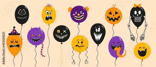 Halloween balloons party concept set.
