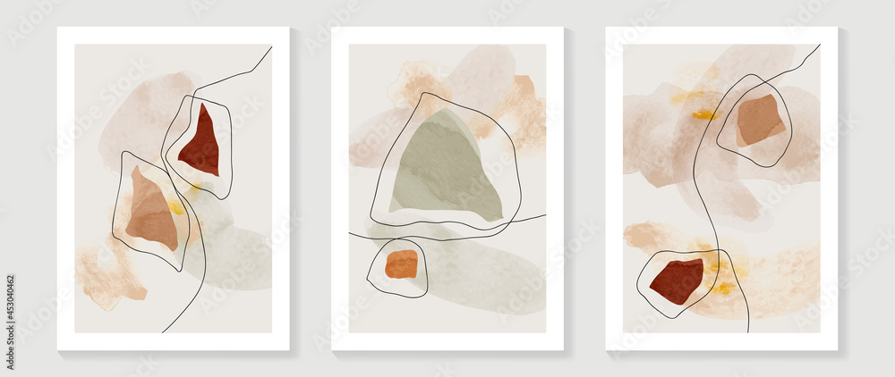 Εκτύπωση καμβά Mid century modern triptych wall art vector