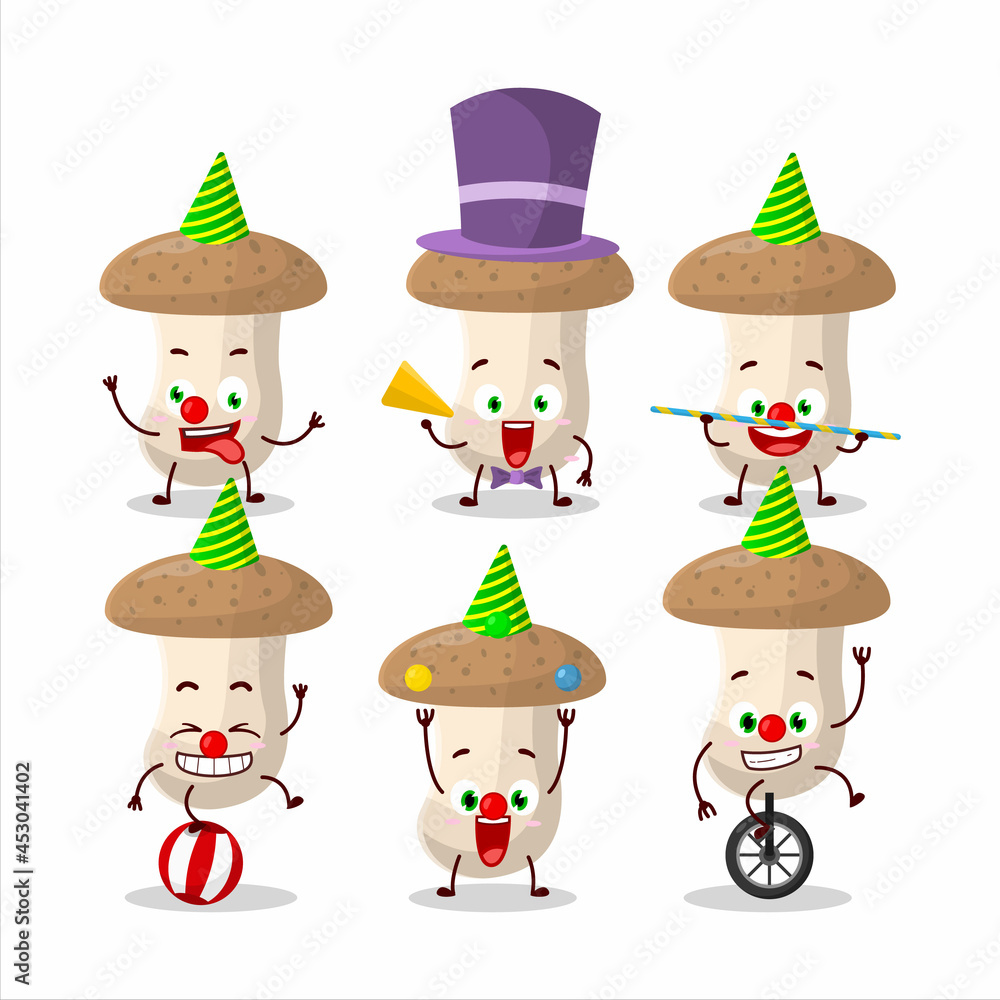 Fototapeta premium Cartoon character of shimeji with various circus shows