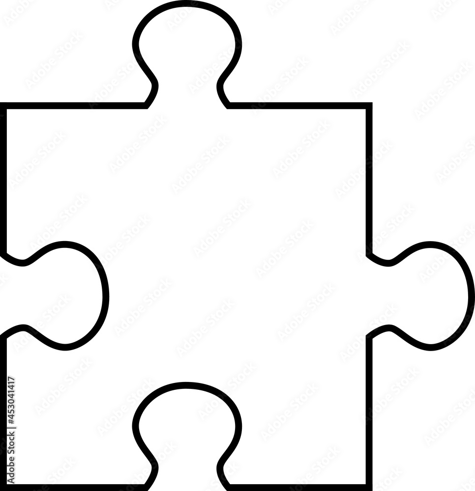 Puzzle art. Jigsaw puzzle.Minimalistic vector illustration. Board game.  Black and white. White background. Line drawing. Stock Vector | Adobe Stock