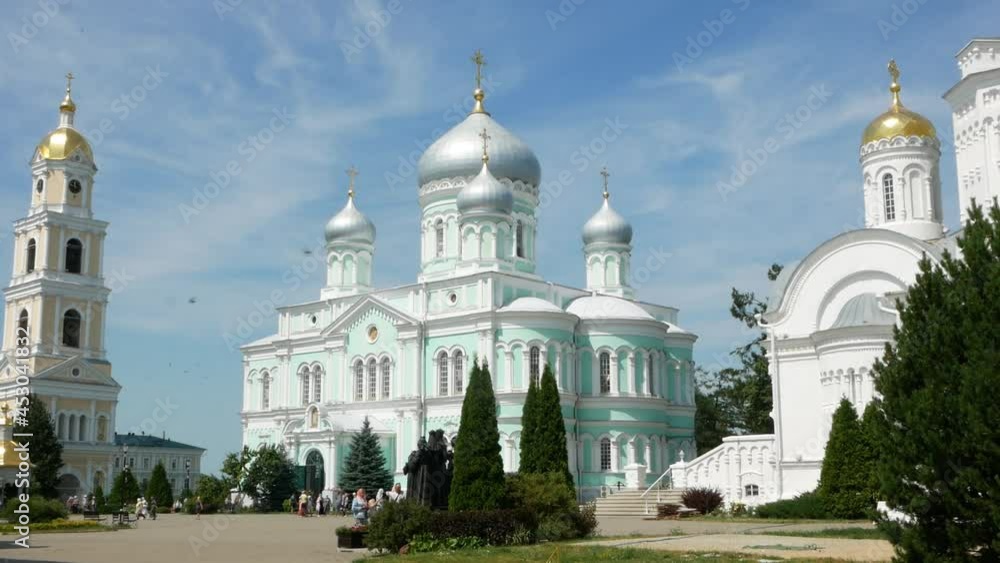 Churches and cathedrals Diveyevo. The Holy Lands of Seraphim of Sarov in Russia. Diveevsky Monastery. Diveevo, Nizhny Novgorod region, Russia 07/10/2021 Churches and cathedrals Diveyevo. The Holy Lands of Seraphim of Sarov in Russia. Diveevsky Monastery. Diveevo, Nizhny Novgorod region, Russia 07/10/2021