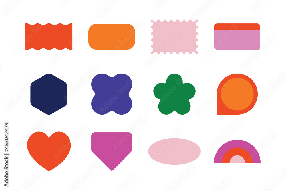 Vector set of design elements, patches and stickers with copy space for text - abstract background elements Vector set of design elements, patches and stickers with copy space for text - abstract background elements