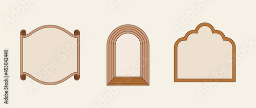 Vector illustration in simple linear style - design templates - hippie style - frames and prints with copy space for text