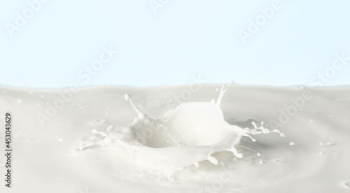 Splashes of milk on color background