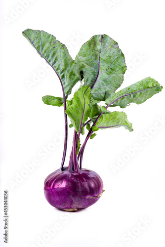 Fresh red kohlrabi isolated on white background. Healthy food.