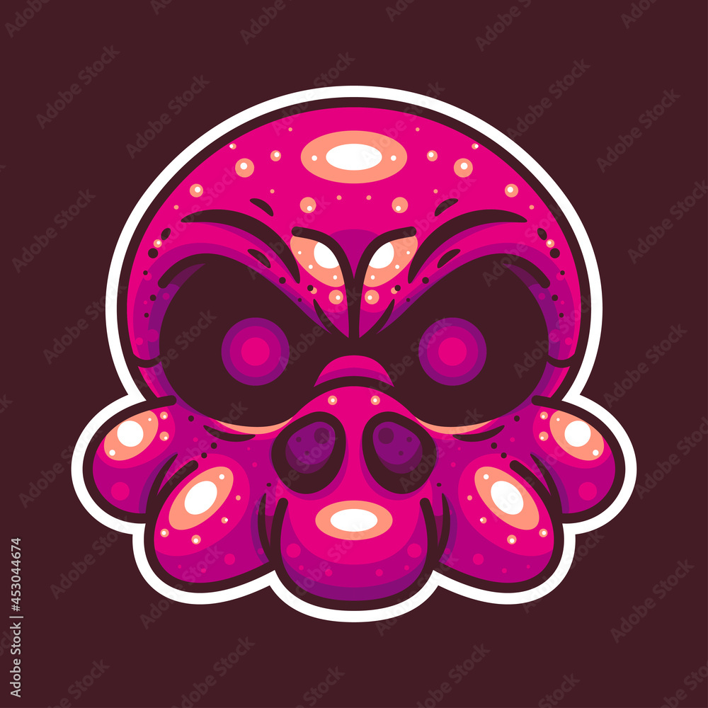 SKULL OCTOPUS SUITABLE FOR CHARACTER, ICON, LOGO, STICKER AND ILLUSTRATION SKULL OCTOPUS SUITABLE FOR CHARACTER, ICON, LOGO, STICKER AND ILLUSTRATION