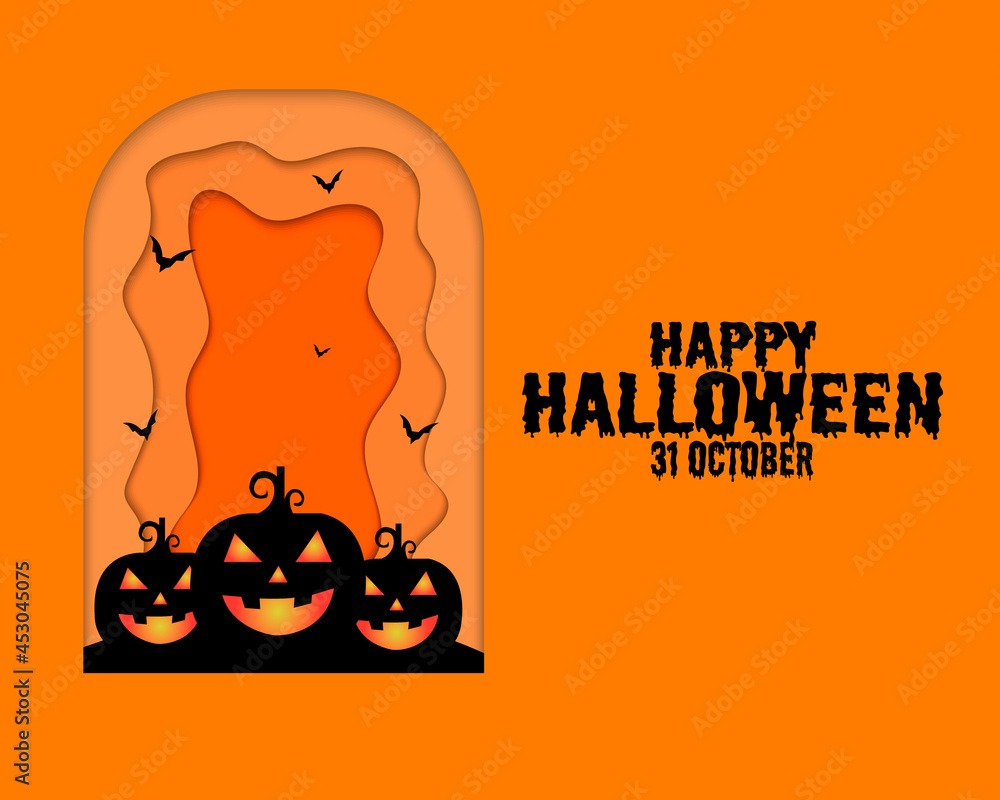 Happy Halloween Pumpkin Bat Headstone Paper