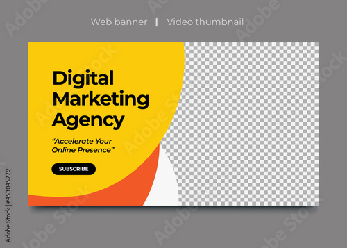 video thumbnail design for all videos. web banner and video cover template for social media. live workshop promotion banner.