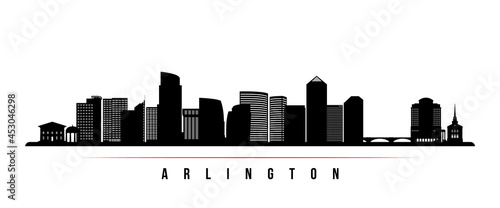 Arlington skyline horizontal banner. Black and white silhouette of Arlington, Virginia. Vector template for your design. photo