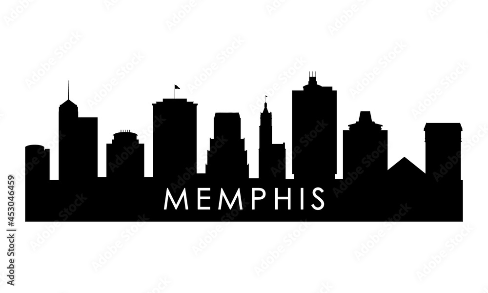 Memphis skyline silhouette. Black Memphis city design isolated on white background.