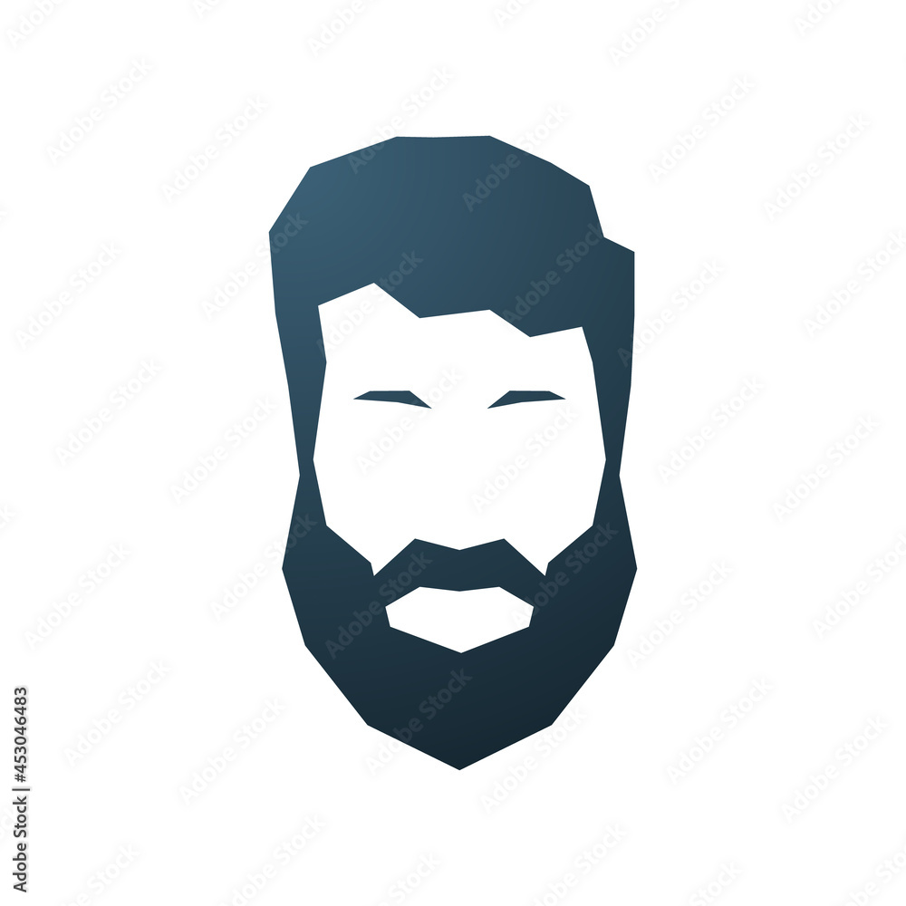 Hipster avatar icon. Portrait of bearded man. Fashion silhouette of gentleman. Vector emblem.