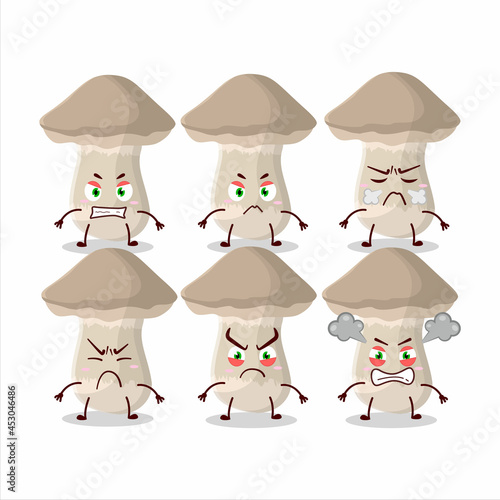 Toadstool cartoon character with various angry expressions