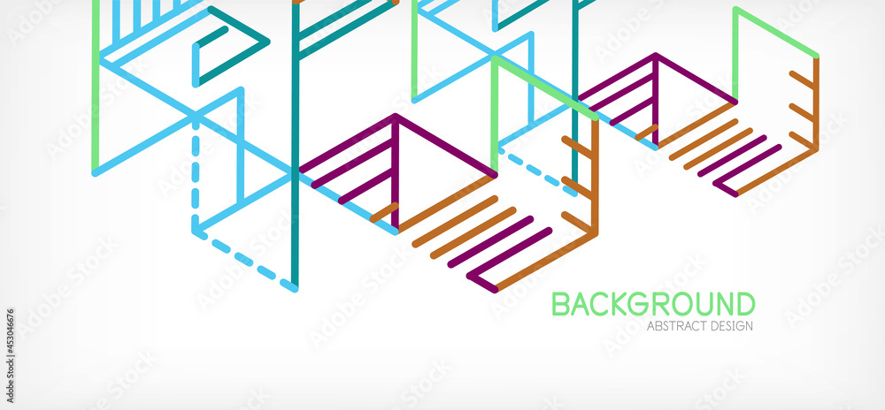 Abstract background. Color lines on white background. Linear abstract composition. Techno or business concept for wallpaper, banner, background, landing page Abstract background. Color lines on white background. Linear abstract composition. Techno or business concept for wallpaper, banner, background, landing page