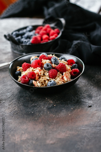 breakfast. oatmeal with berries