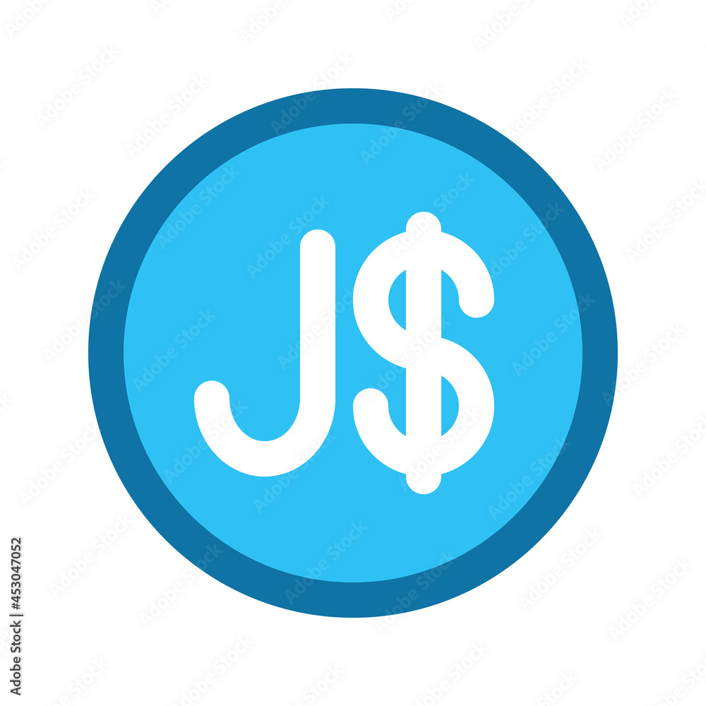 Illustration vector graphic icon of Jamaica Dollar currency. Filled line style icon. Vector illustration isolated on white background. Perfect for website or application design. Illustration vector graphic icon of Jamaica Dollar currency. Filled line style icon. Vector illustration isolated on white background. Perfect for website or application design.