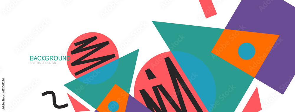 Abstract background. Blocks, lines, triangles, circles composition. Techno or business concept for wallpaper, banner, background, landing page Abstract background. Blocks, lines, triangles, circles composition. Techno or business concept for wallpaper, banner, background, landing page