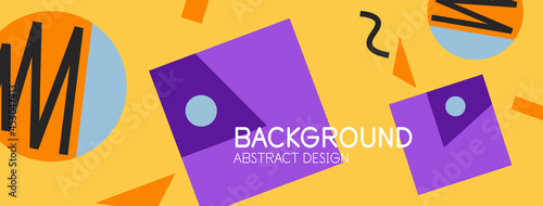 Abstract background. Blocks, lines, triangles, circles composition. Techno or business concept for wallpaper, banner, background, landing page