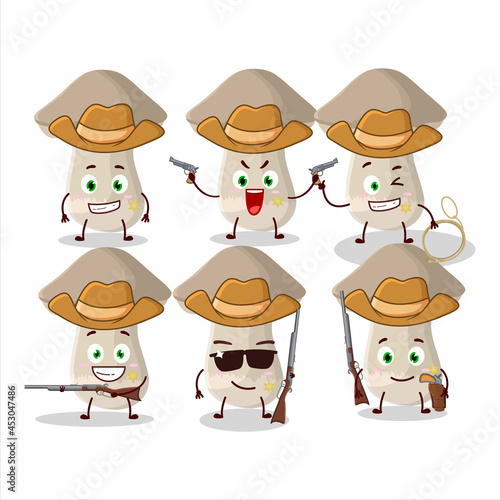 Cool cowboy toadstool cartoon character with a cute hat
