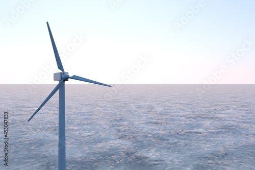 Natural energy. Offshore wind turbines. Wind power generator. A rotating propeller. windmill eco.