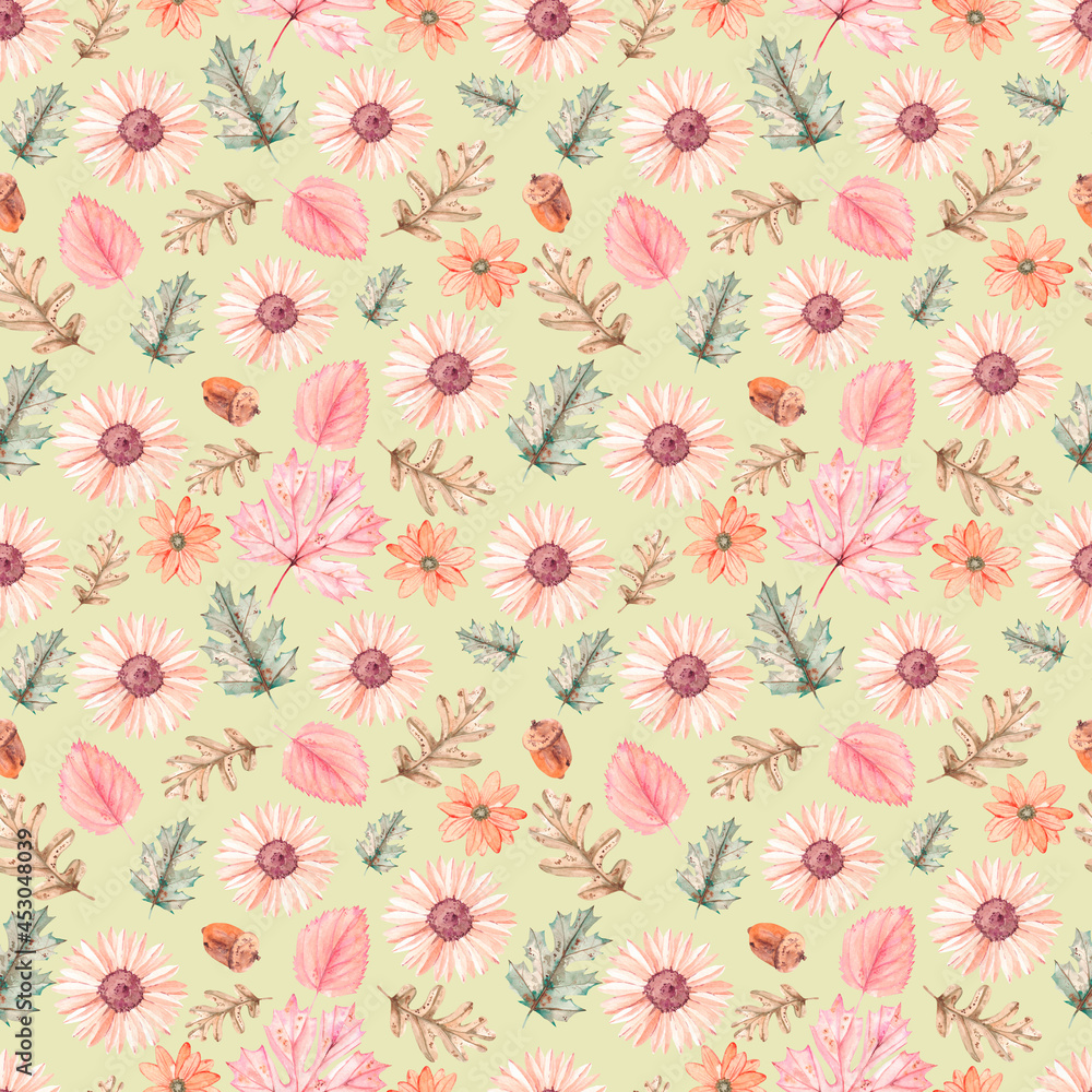 Pattern with autumn flowers and leaves 4 Pattern with autumn flowers and leaves 4