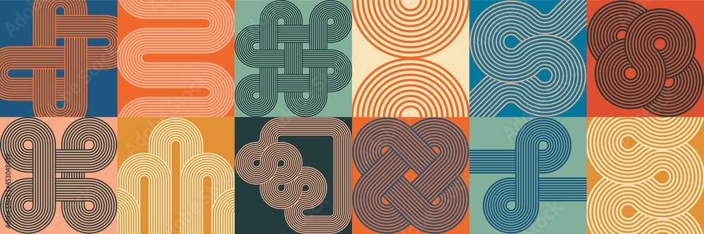 Composition with line art geometric forms