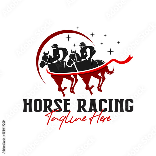 horse racing sports illustration logo design