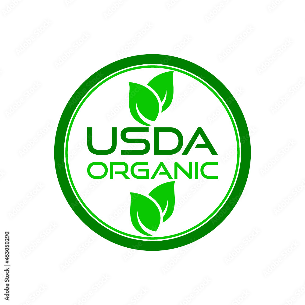 Green USDA organic sign isolated on white background Green USDA organic sign isolated on white background