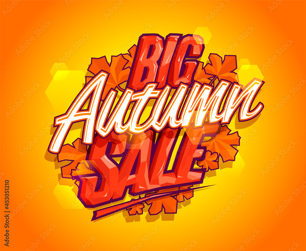 Big autumn sale, advertising vector 3D lettering banner