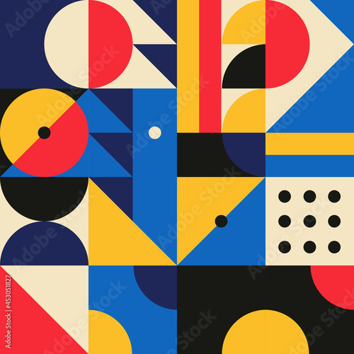 Abstract geometric mural co...