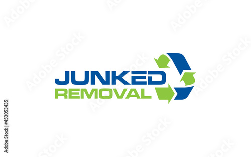 Illustration vector graphic of junk removal solution services logo design template