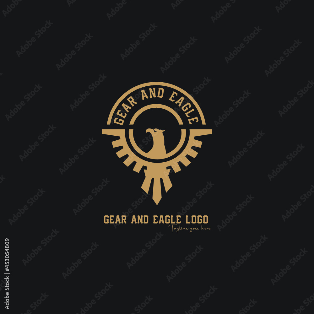 Fototapeta premium gear and eagle circle logo exclusive design inspiration