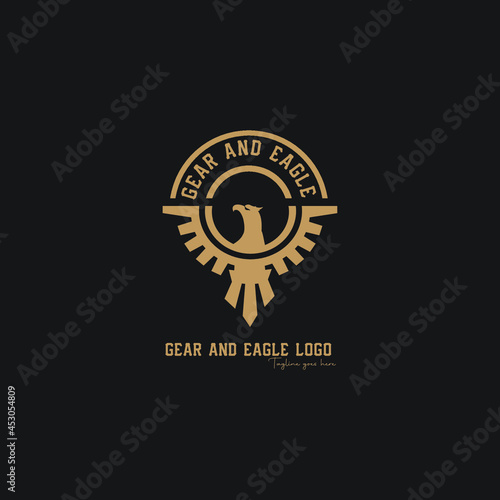 gear and eagle circle  logo exclusive design inspiration
