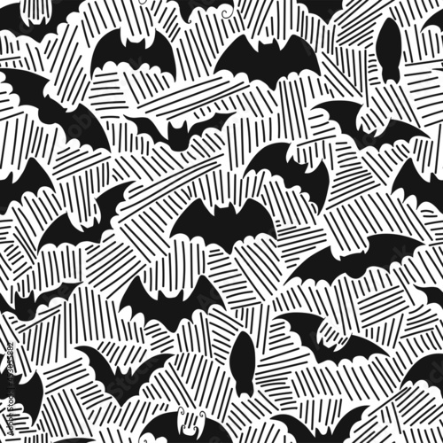Seamless Pattern. Halloween - October 31. Hand-drawn doodle illustration. Trick or treat. Happy Halloween 2021