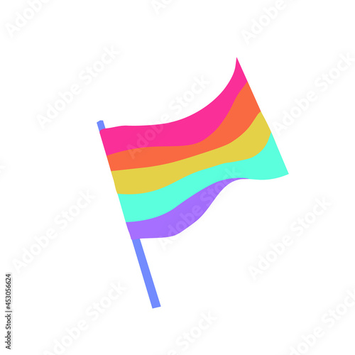 Rainbow with a representative of the LGBTQ in bright colors hand drawn.Simple Peace sign in flat drawing style.Design for social networks,web,packaging,posters,postcards,stickers.