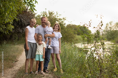 Dad with four children