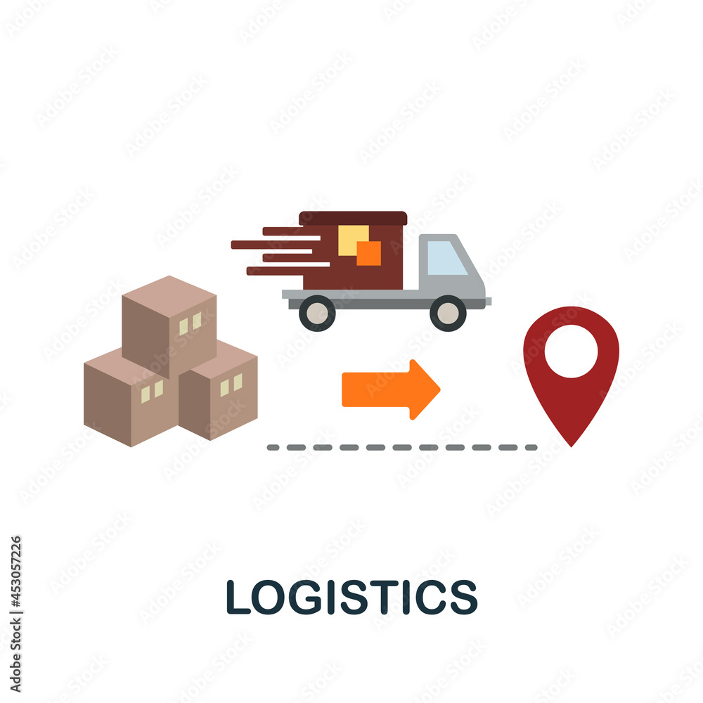 Logistics flat icon. Simple sign from collection. Creative Logistics icon illustration for web design, infographics and more Logistics flat icon. Simple sign from collection. Creative Logistics icon illustration for web design, infographics and more