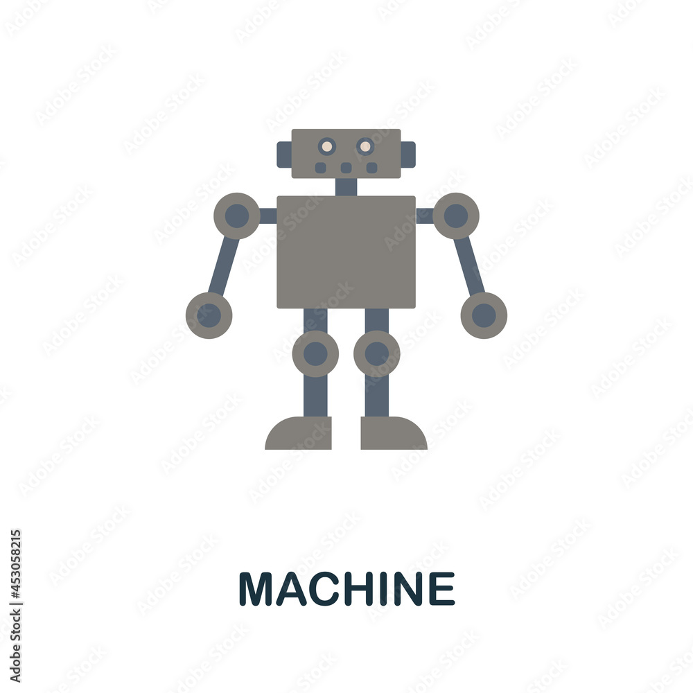 Machine flat icon. Colored sign from machine learning collection. Creative Machine icon illustration for web design, infographics and more Machine flat icon. Colored sign from machine learning collection. Creative Machine icon illustration for web design, infographics and more
