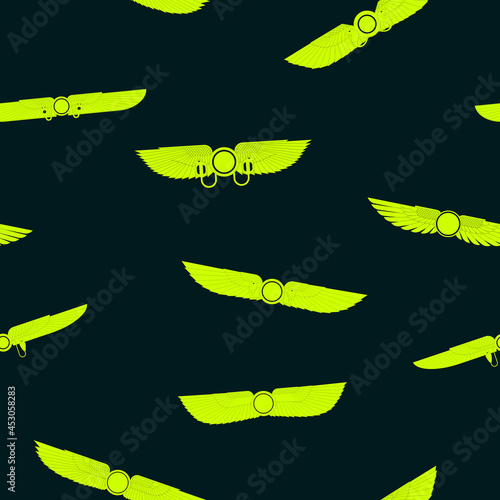 Seamless pattern with ancient egyptian symbol Winged sun for your project