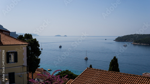 View from balcony at Adriatic sea in Dubrovnik city